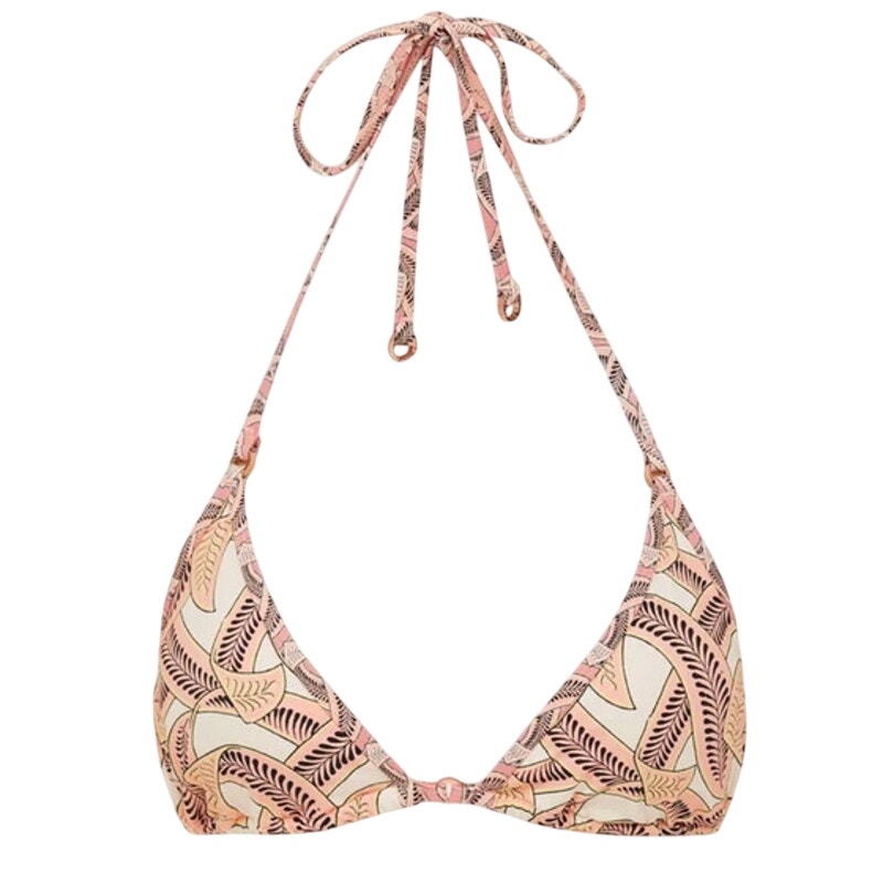 Reiss Peonie Printed Triangle Bikini Top Size 2 New $85 White Orange Swimsuit